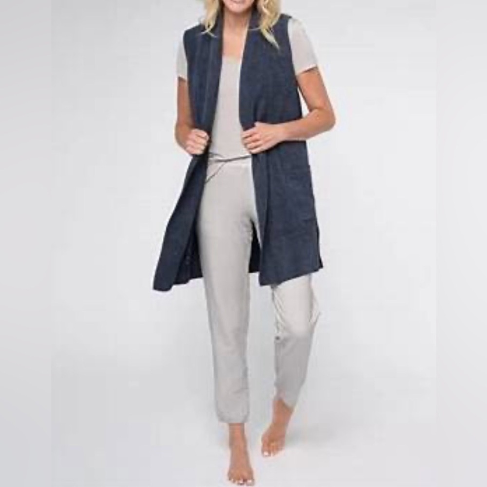 Barefoot Dreams Navy CozyChic Lite Shawl Vest - Size L